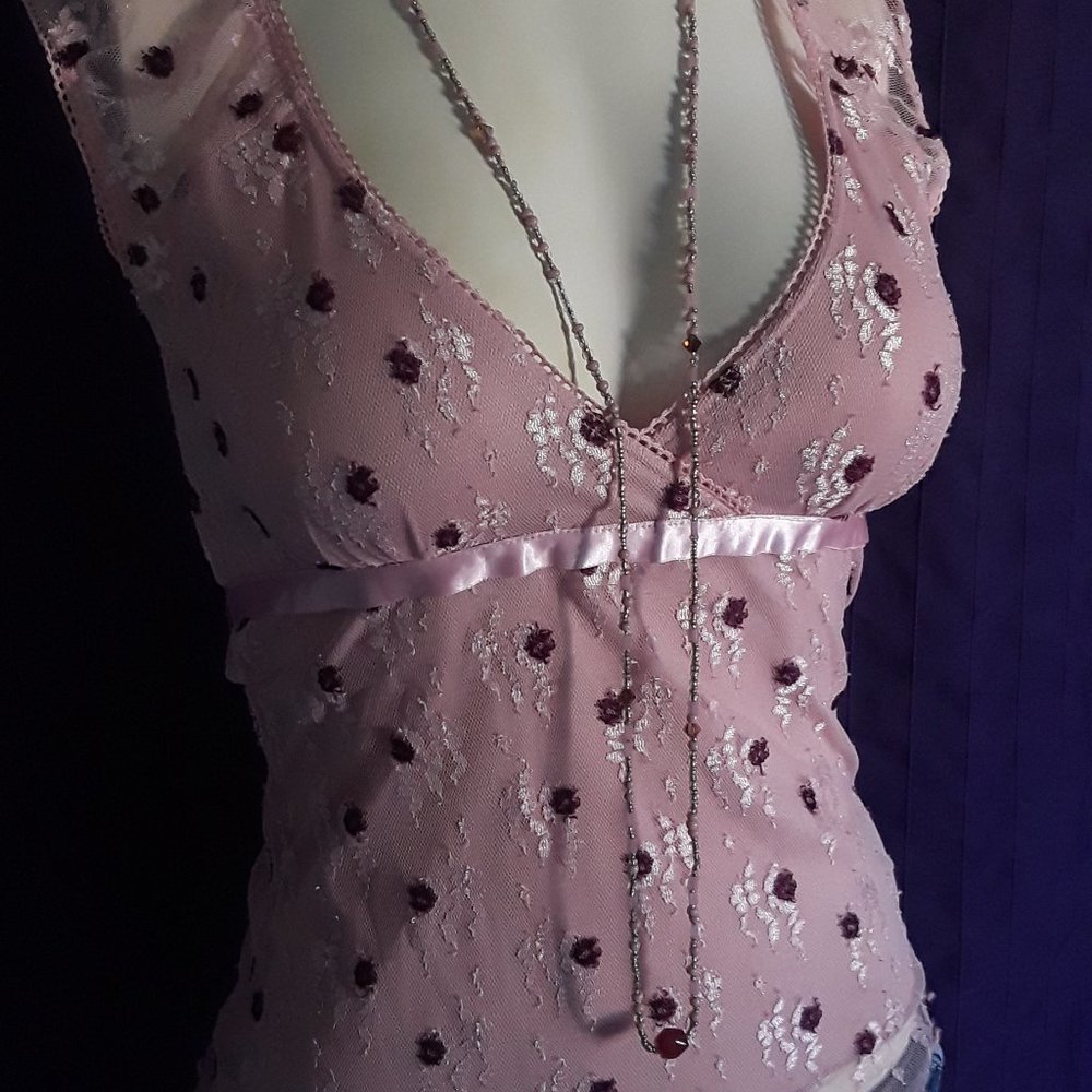 Pink & Burgundy lace blouse